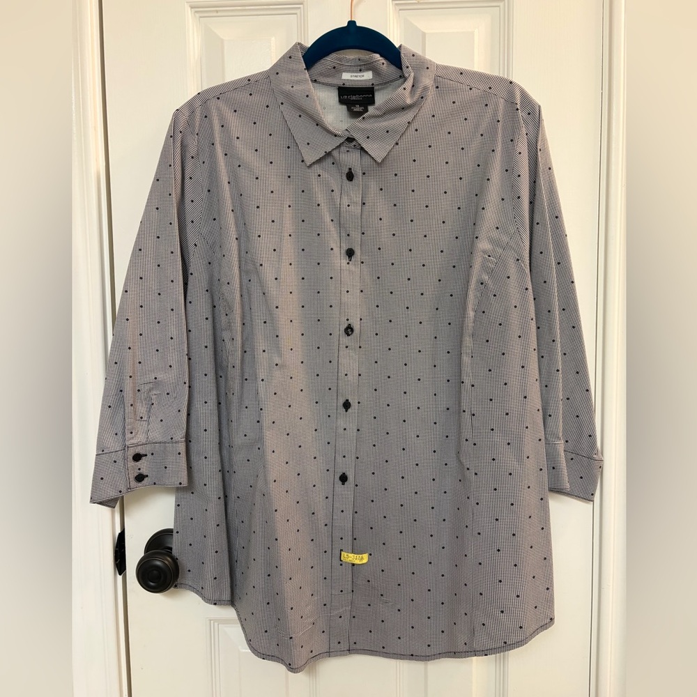 Liz Claiborne Women’s Gray Polka Dot Shirt Size 1x